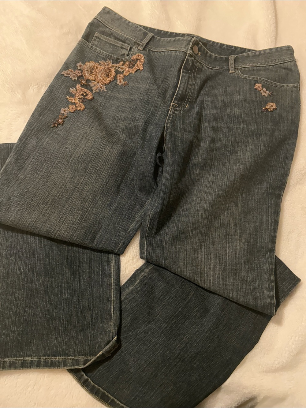Elie Tahari Women’s Dark Blue Embroidered Jeans